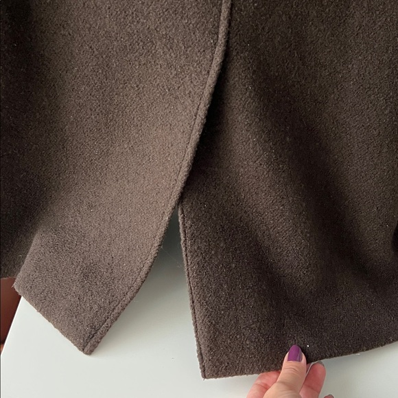 Dunst Boucle Wool Half Coat Brown Relaxed Loose Fit Gold Button Wool Coat Jacket - Picture 10 of 10